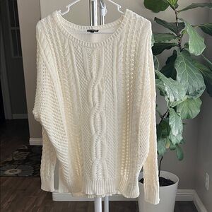 Express Cream Cable Knit Sweater